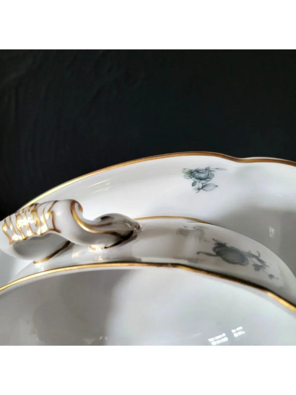 Vintage Royal Bayreuth Teal Tulip Gravy Boat With Attached Underplate